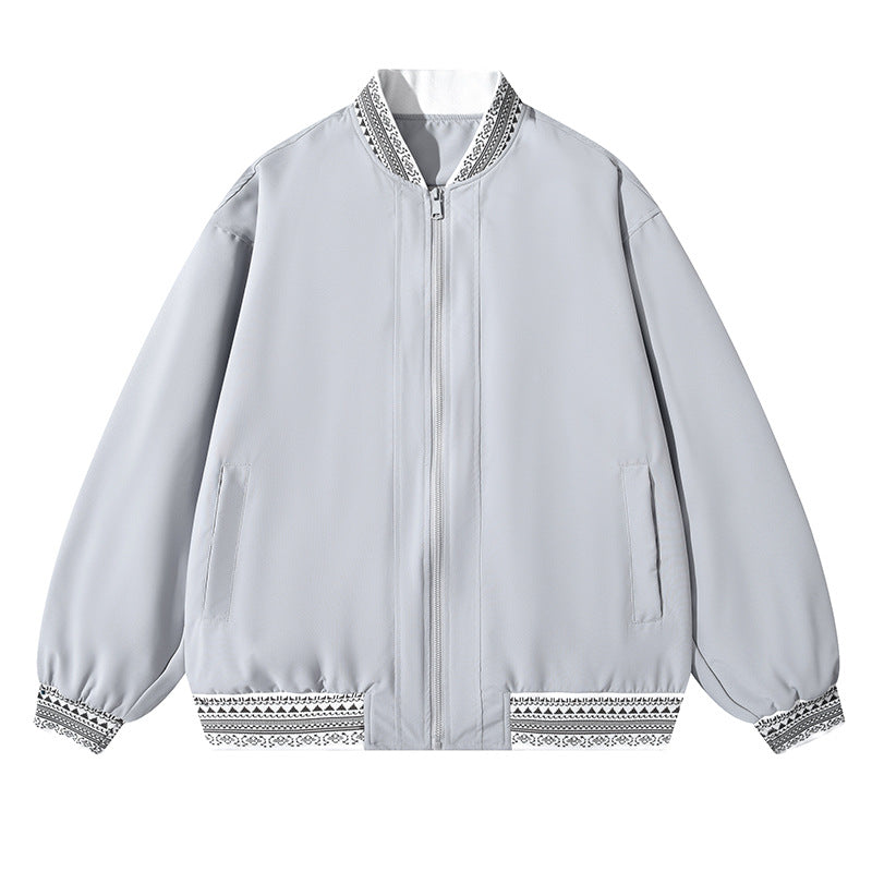 Damen Oversize Bomberjacke mit folklorischen Stickborden Nord Taschen