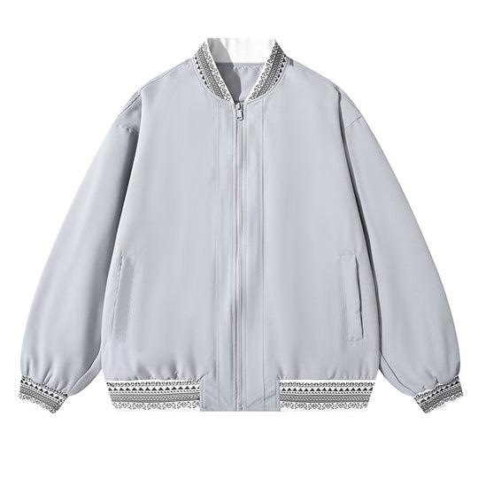 Damen Oversize Bomberjacke mit folklorischen Stickborden Nord Taschen