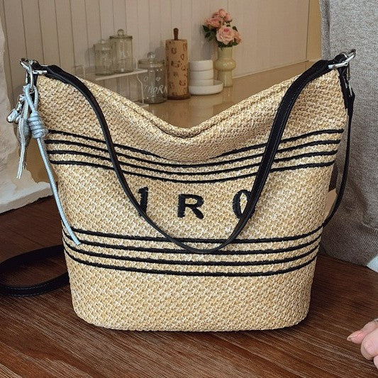 Damen modische Strandtasche aus hochwertigem Strohgewebe Nord Taschen
