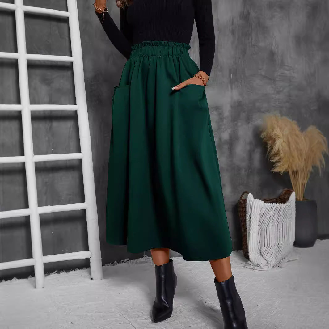 Damen Luftiger Midirock mit elastischem Bund und praktischen Taschen Nord Taschen