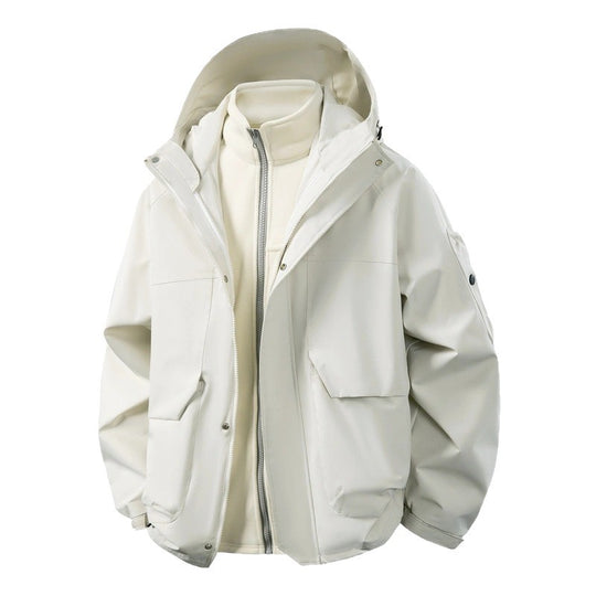 Herren Wasserabweisende Doppeljacke mit abnehmbarer Fleece‑Innenjacke und Kapuze Nord Taschen