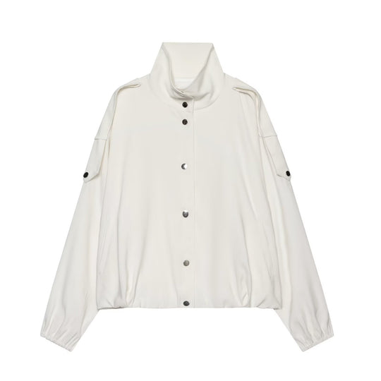 Damen Leichte Cropped-Windjacke im Boxy‑Schnitt mit hohem Funnelkragen und Ärmel-Pattentaschen Nord Taschen