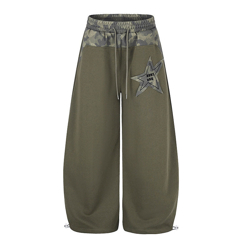 Damen Extraweite Culotte-Sweatpants mit Camouflage-Bund und Sternpatch Nord Taschen