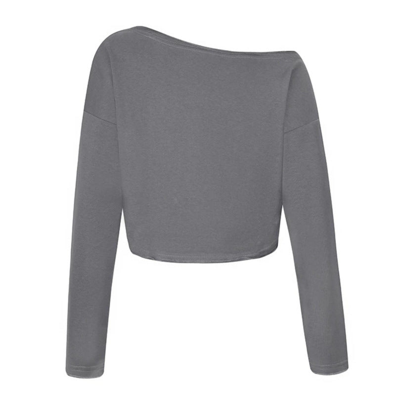 Damen Cropped Langarmshirt mit weitem Boot-Ausschnitt und dropped-shoulder Nord Taschen