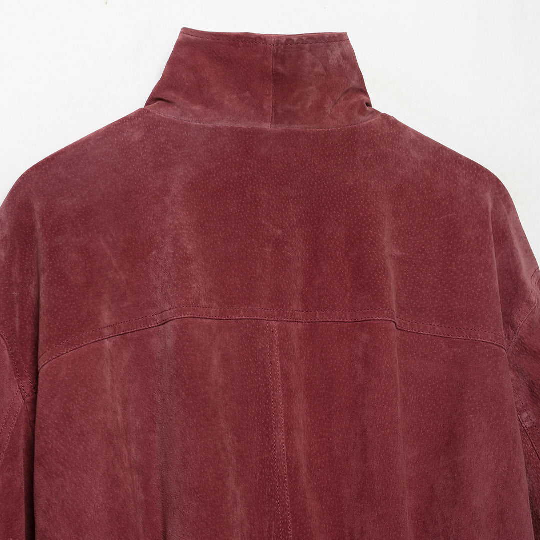 Damen Veloursleder‑Optik Bomberjacke mit hohem Funnelkragen und Gummibund Nord Taschen