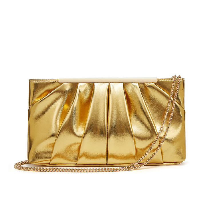 Damen Clutchtasche mit elegantem Faltendesign und schimmernder Oberfläche Nord Taschen