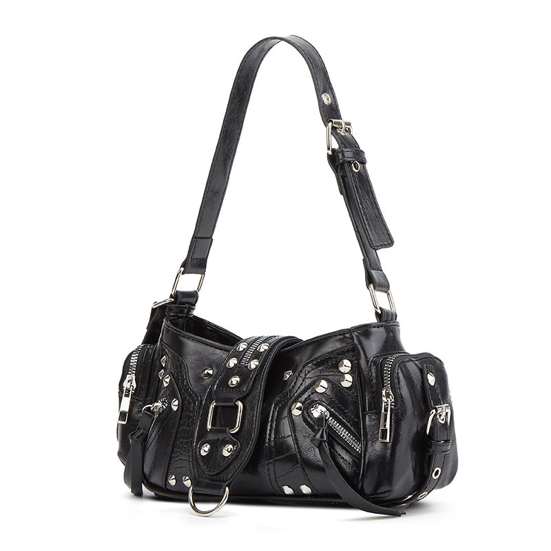 Damen Schultertasche mit exklusivem Nieten-Design und funktionalen Fächern Nord Taschen