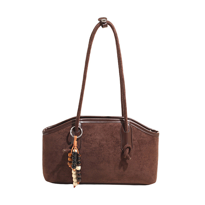 Damen modische Henkeltasche aus weichem Wildleder mit dekorativen Perlen Nord Taschen