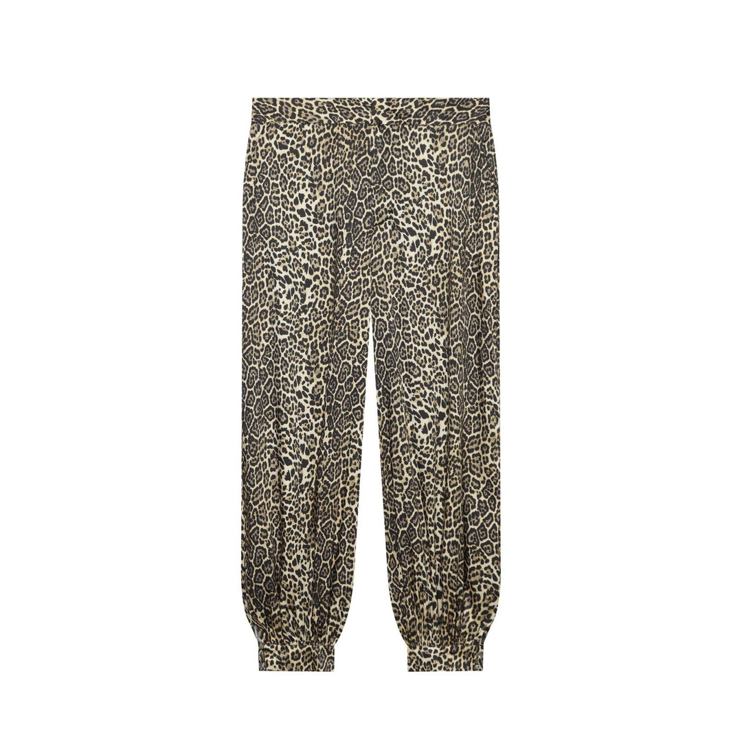 Damen Lässige Haremshose mit Leopardenprint, weitem Fall und elastischen Bündchen Nord Taschen