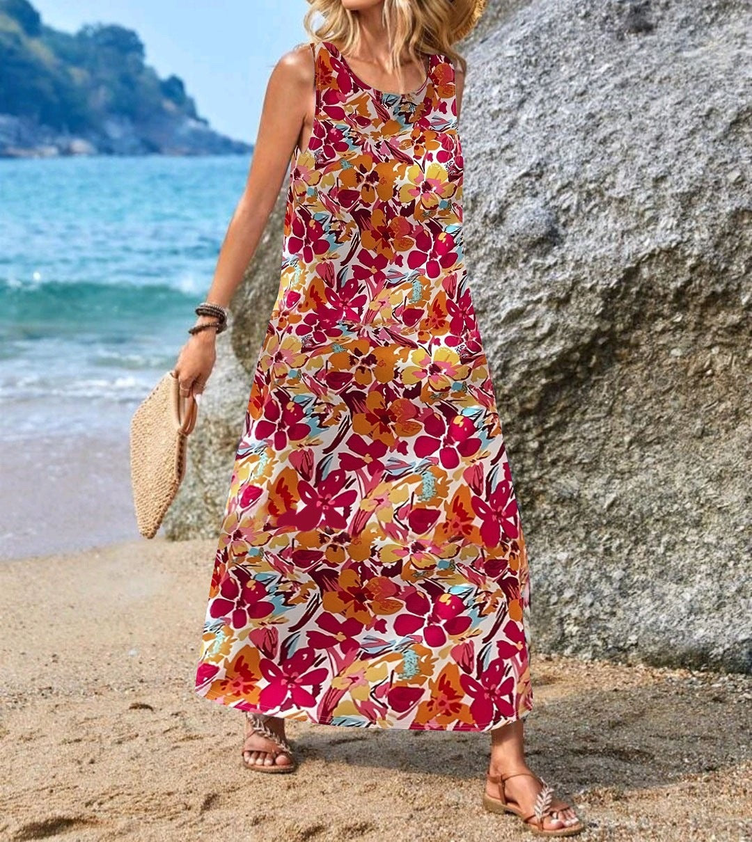 Damen Maxikleid mit einzigartigen Schmetterlingsdruck
