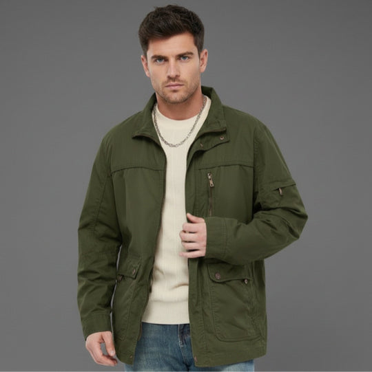 Herren leichte Outdoor-Utility Jacke mit Stehkragen Nord Taschen
