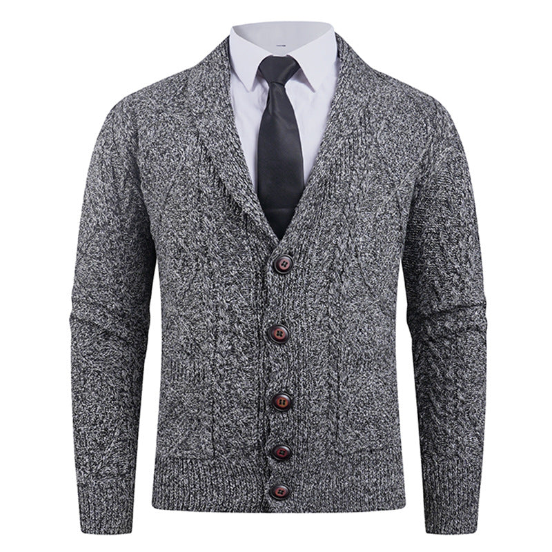 Herren Strickcardigan mit Schalkragen, Zopfmuster, aufgesetzten Taschen und Knopfleiste Nord Taschen