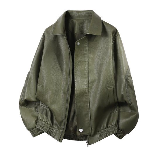 Herren Robuste Kunstleder‑Bomberjacke mit Cordkragen, Zwei‑Wege‑Reißverschluss & Reißverschluss‑Taschen Nord Taschen
