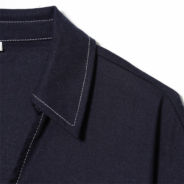 Damen Boxy‑Hemdbluse mit offenem V‑Ausschnitt, kurzem Oversize‑Arm und Kontrastnaht Nord Taschen