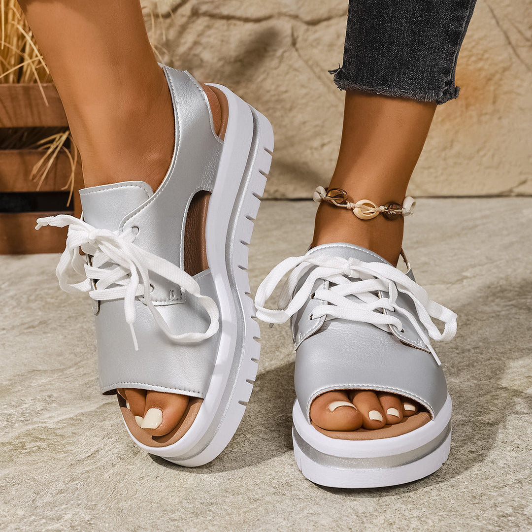 Damen Sneaker-Sandaletten mit offener Zehe und praktischen Schnürsenkeln Nord Taschen