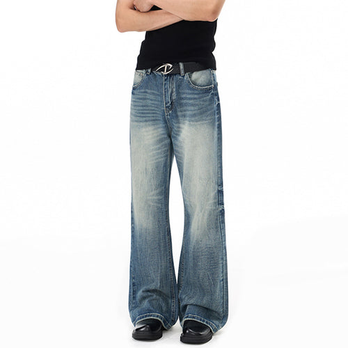 Herren Weitgeschnittene Schlagjeans im Vintage‑Flair mit tiefer Bundlinie und natürlichen Fade-Details Nord Taschen