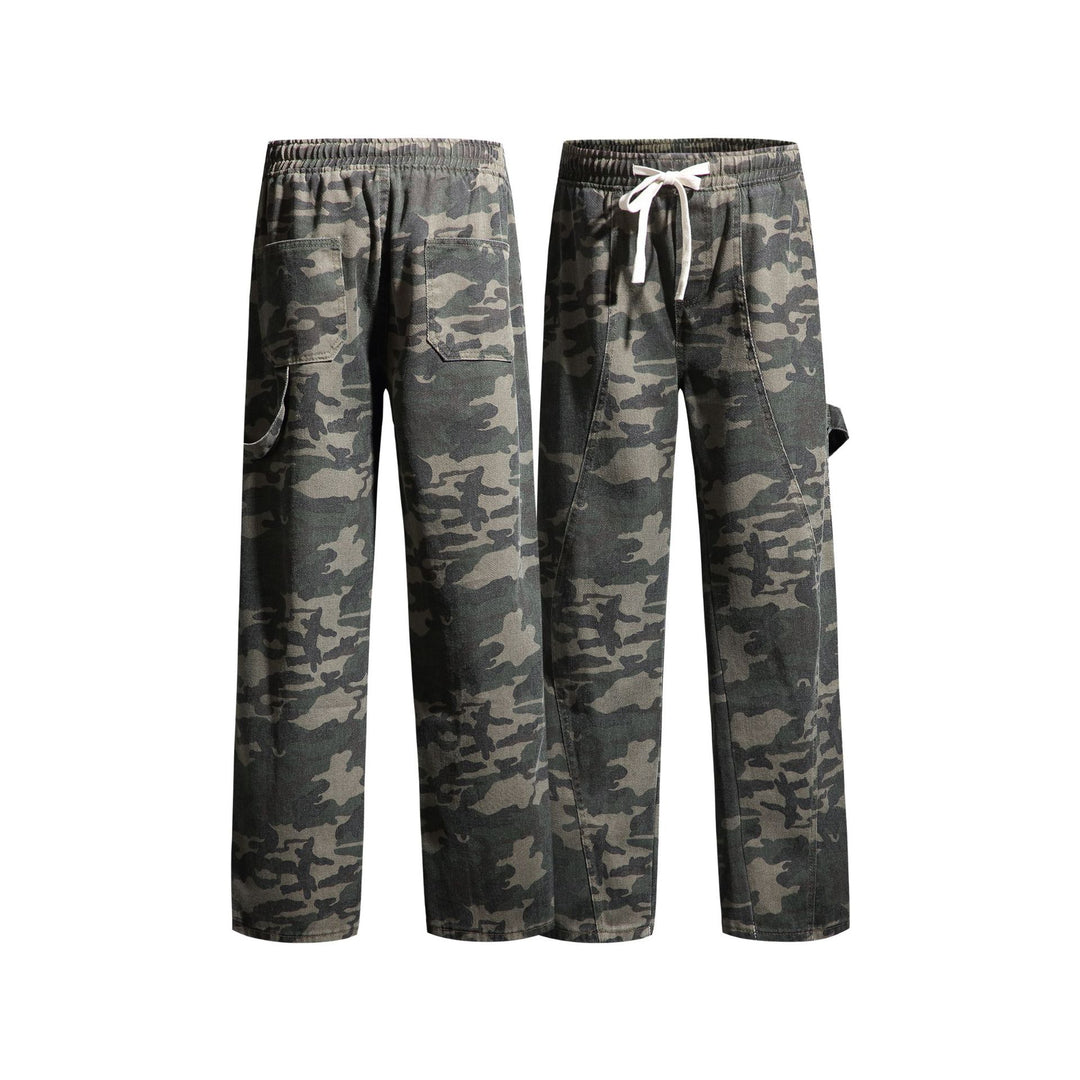 Herren Weite Camouflage-Cargohose mit langen Tunnelzügen und Utility-Schlaufen Nord Taschen