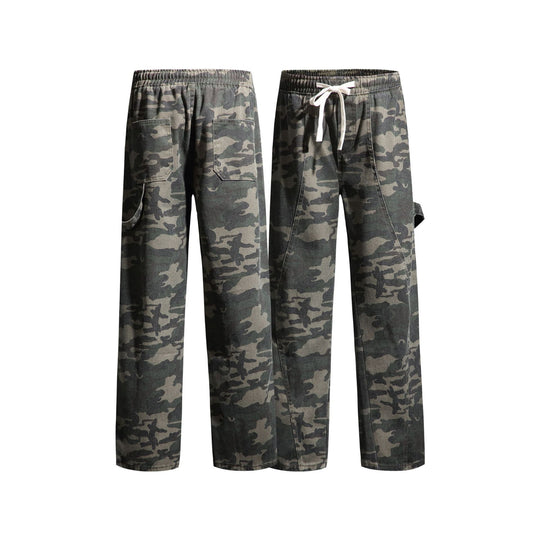 Herren Weite Camouflage-Cargohose mit langen Tunnelzügen und Utility-Schlaufen Nord Taschen