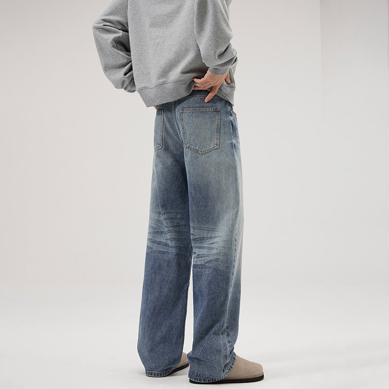 Herren Weite Denim-Jeans mit geradem Bein und Vintage-Waschung Nord Taschen
