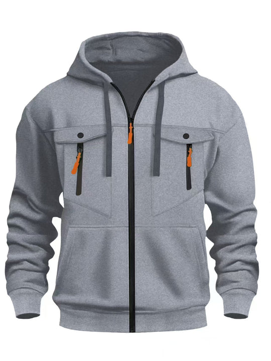 Herren Kapuzen-Sweatjacke mit durchgehendem Reißverschluss, zwei zip-Brusttaschen und ergonomischen Bündchen Nord Taschen