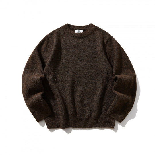 Unisex Oversize-Feinstrickpullover mit Rundhalsausschnitt, gerippten Bündchen und melierter Wollmischung Nord Taschen