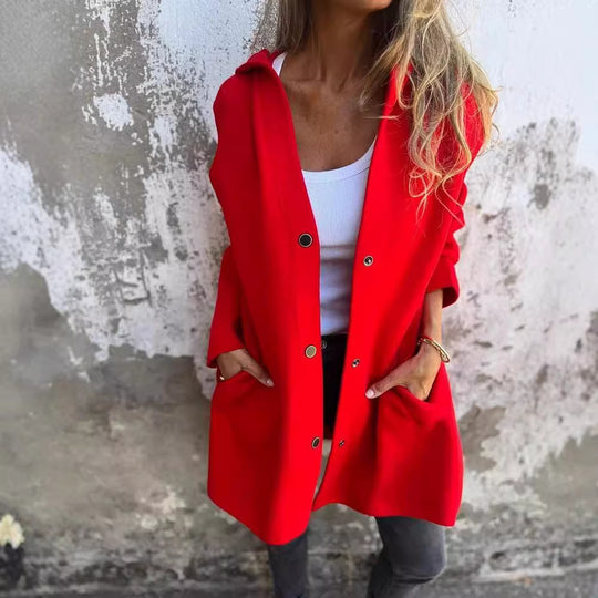 Damen Kapuzen‑Mantel mit Druckknöpfen und Oversize‑Silhouette Nord Taschen
