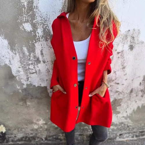 Damen Kapuzen‑Mantel mit Druckknöpfen und Oversize‑Silhouette Nord Taschen