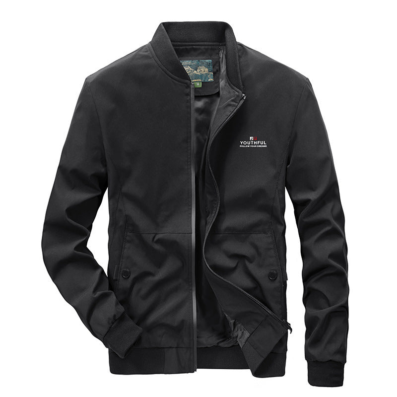 Herren minimalistischer Nylon-Flightblouson mit hohem Rippkragen, leicht wattiert und wasserabweisend Nord Taschen