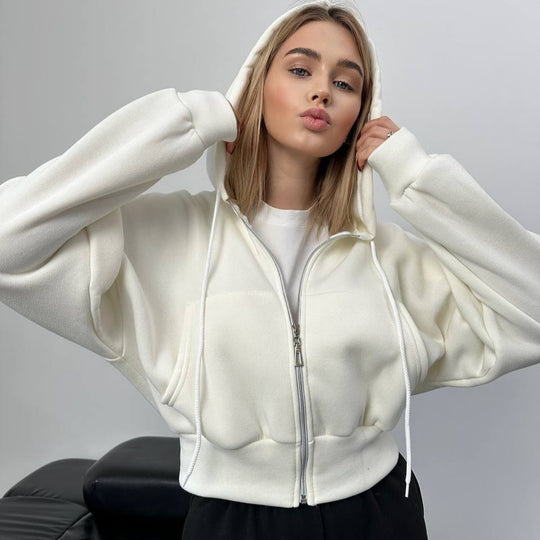 Damen minimalistisches Sculpt-Fit Lounge-Set mit tailliertem Reißverschluss-Hoodie und formender High-Waist-Jogpant Nord Taschen