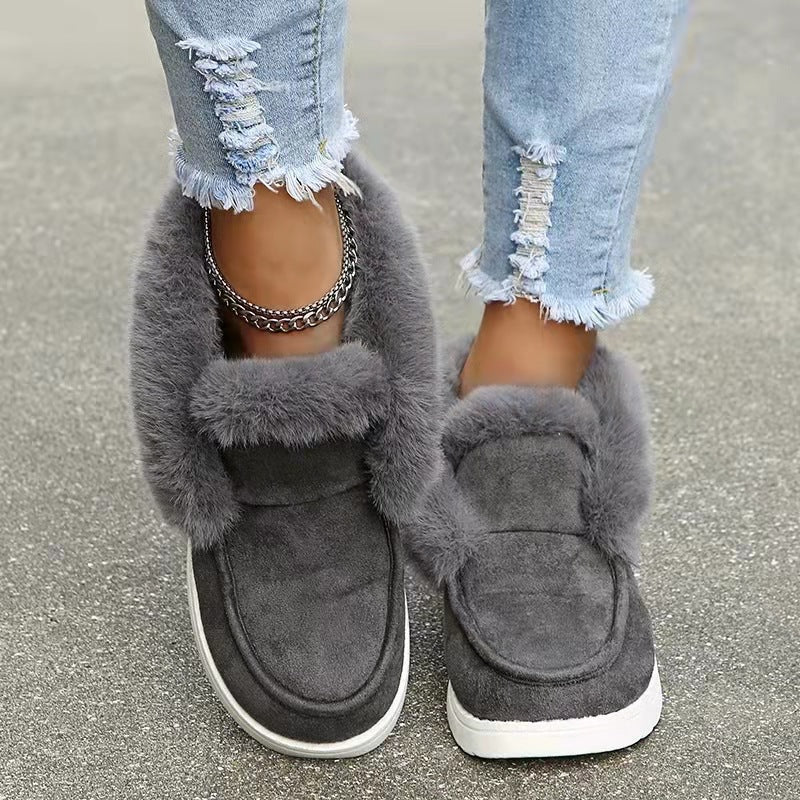 Damen Gefütterte Stiefeletten mit Kunstfellkragen und komfortabler Profilsohle Nord Taschen