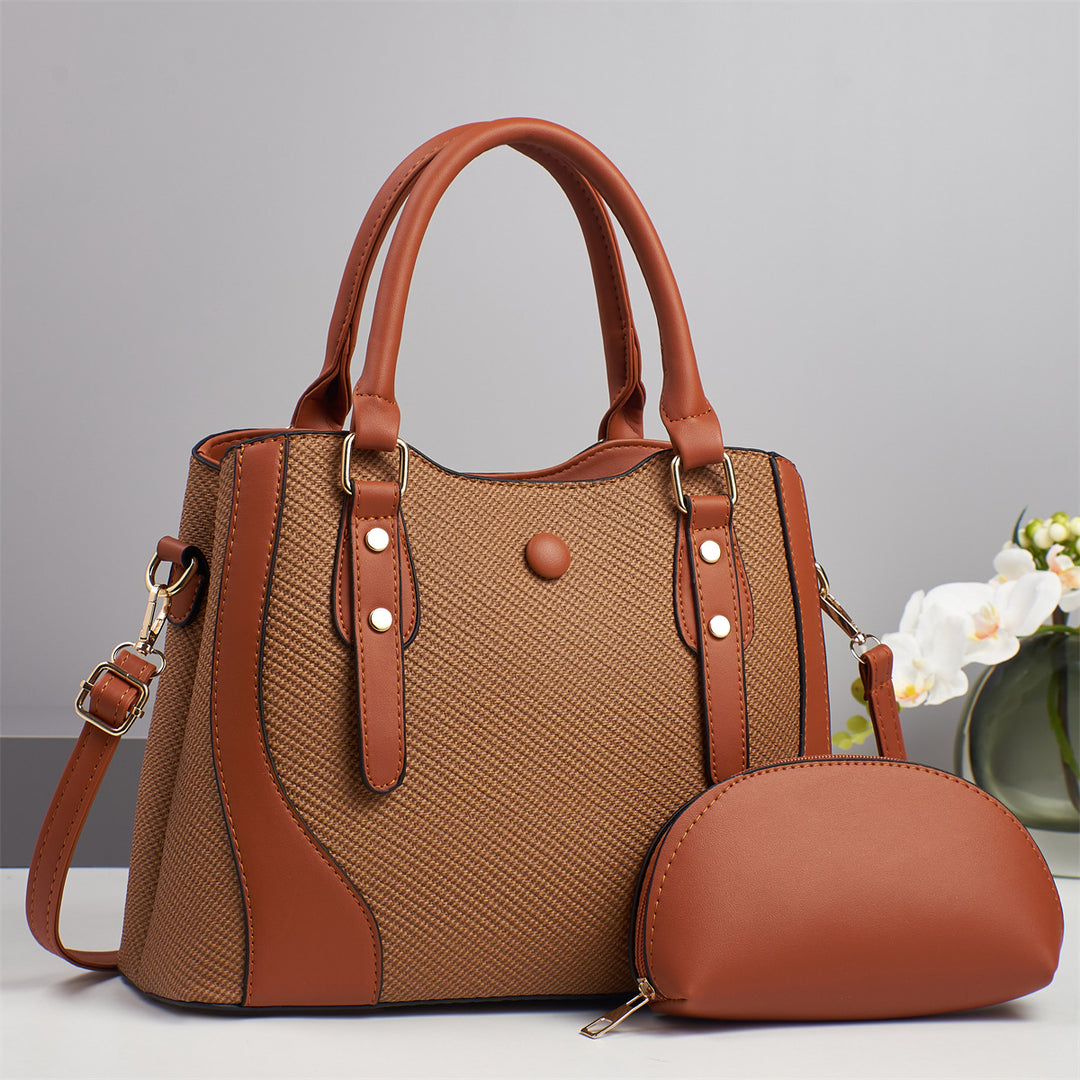 Damen elegante Handtasche mit strukturiertem Obermaterial und abnehmbarer Mini-Clutch Nord Taschen