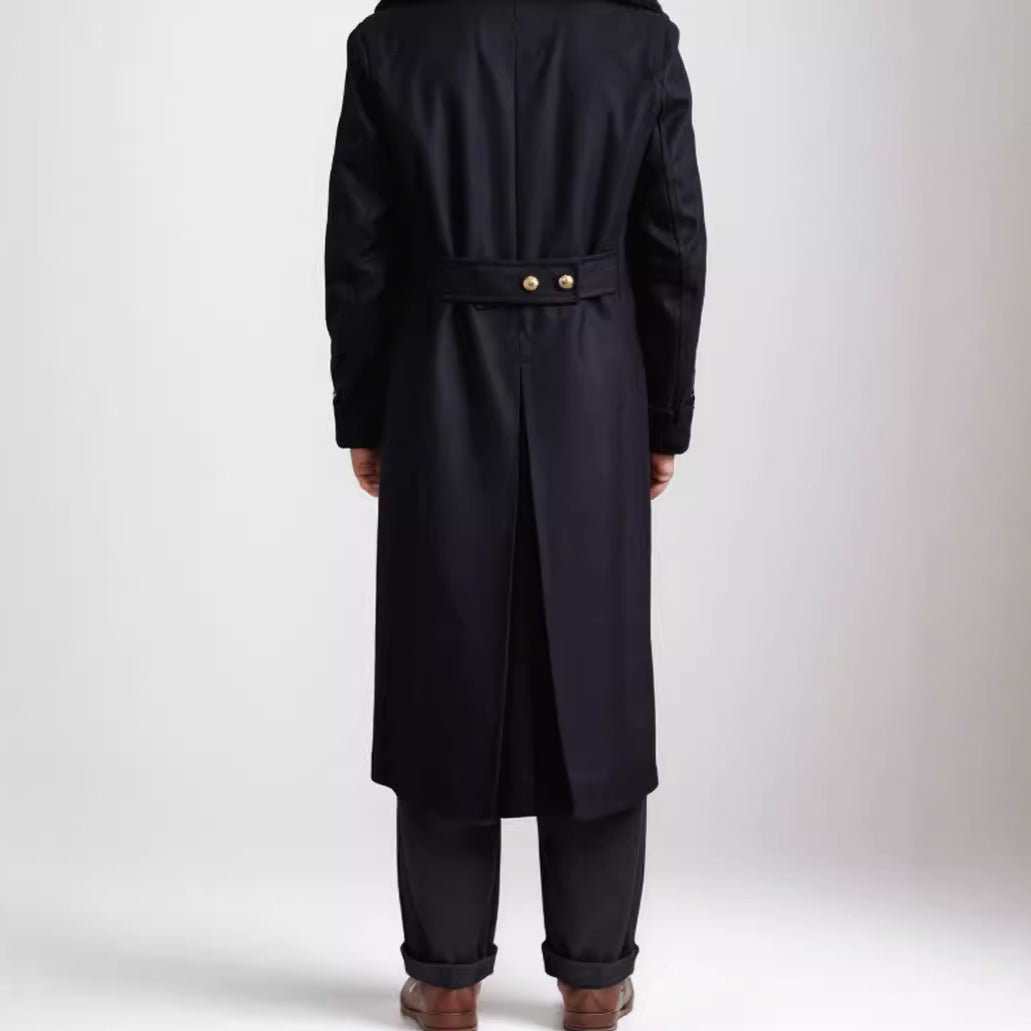 Herren Eleganter Doppelreihiger Wollmantel mit weitem Revers Nord Taschen