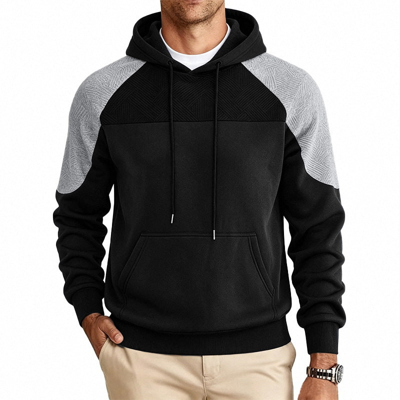 Herren Kapuzenpullover aus French Terry mit Waffelstruktur-Einsätzen und Kängurutasche Nord Taschen