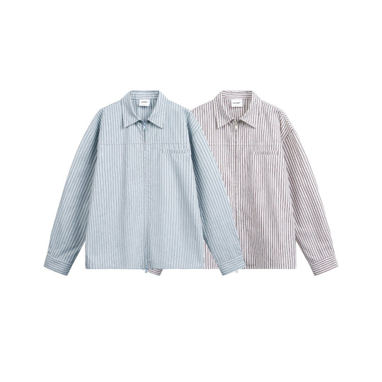 Herren Gestreiftes Overshirt mit Zwei‑Wege‑Reißverschluss und Brusttasche Nord Taschen