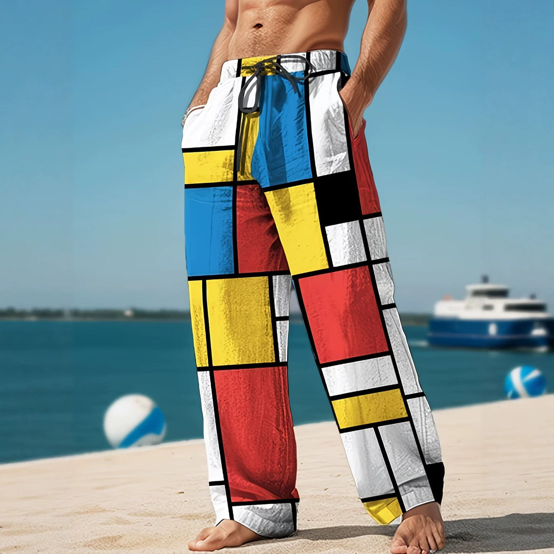 Herren Bunte Strandhose mit grafischem Mustermix Nord Taschen