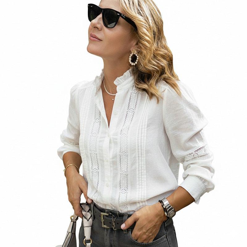 Damen Elegante Bluse mit Spitzendetails Nord Taschen