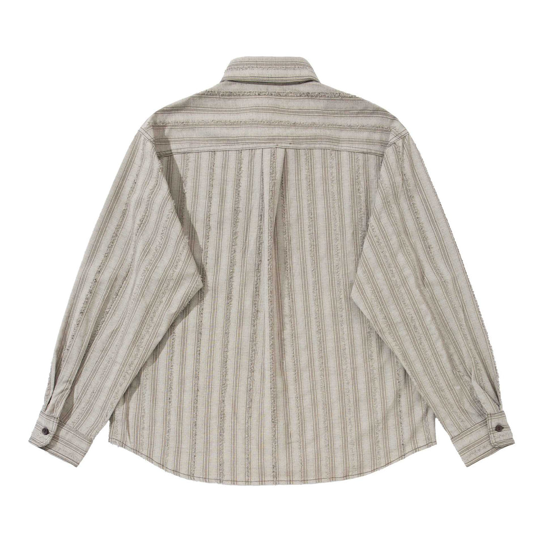 Herren lockeres gestreiftes Overshirt im Hemdjacken‑Stil mit Brusttaschen und abgerundetem Saum Nord Taschen