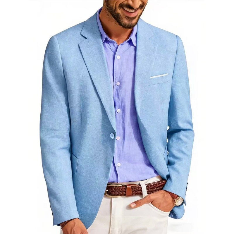 Herren Sommerliches Leinen-Blazer-Sakko mit atmungsaktivem Gewebe und taillierter Passform Nord Taschen