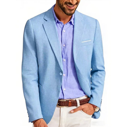 Herren Sommerliches Leinen-Blazer-Sakko mit atmungsaktivem Gewebe und taillierter Passform Nord Taschen