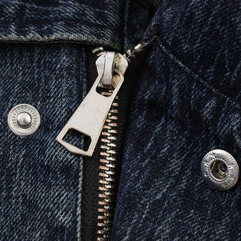 Damen oversized Cropped-Jeansjacke mit weitem Kragen Nord Taschen