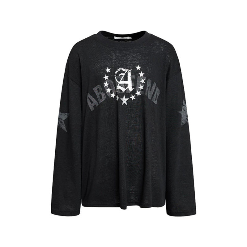 Damen Oversize-Longsleeve aus Baumwolljersey mit Glitter-Sternenprint und Rundhalsausschnitt Nord Taschen