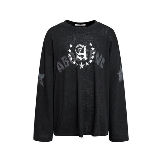 Damen Oversize-Longsleeve aus Baumwolljersey mit Glitter-Sternenprint und Rundhalsausschnitt Nord Taschen