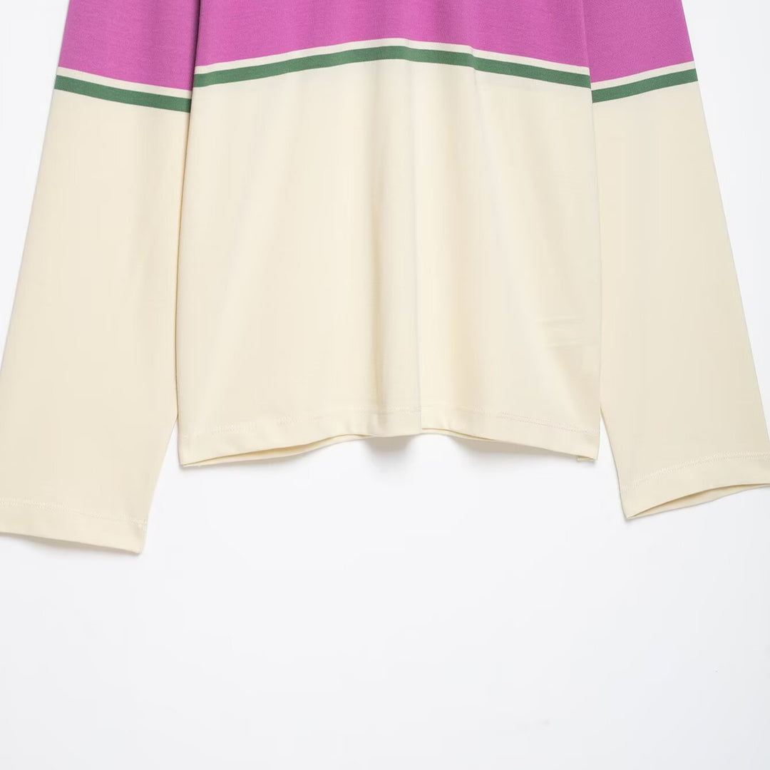 Damen Oversize Rugby-Polo-Shirt mit breitem Blockstreifen und Kentkragen Nord Taschen