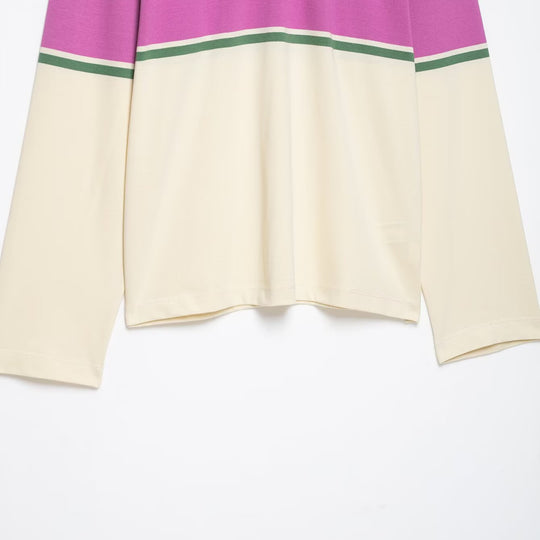 Damen Oversize Rugby-Polo-Shirt mit breitem Blockstreifen und Kentkragen Nord Taschen