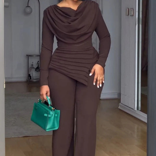 Damen Elegantes Wickel-Jumpsuit mit Drapierung Nord Taschen