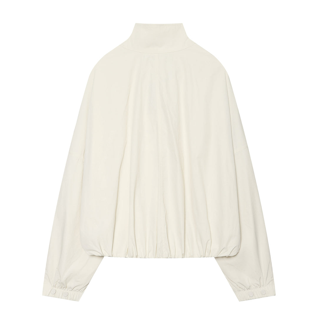 Damen Cropped Blousonjacke mit hohem Stehkragen, durchgehender Knopfleiste und elastischem Saum Nord Taschen