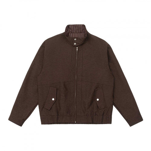 Herren Boxy-Zip-Blouson aus meliertem Strickstoff mit gestreifter Kragenfütterung und elastischem Saum Nord Taschen