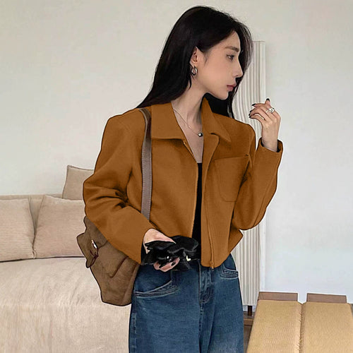 Damen Kurz geschnittene Suede Jacke Nord Taschen