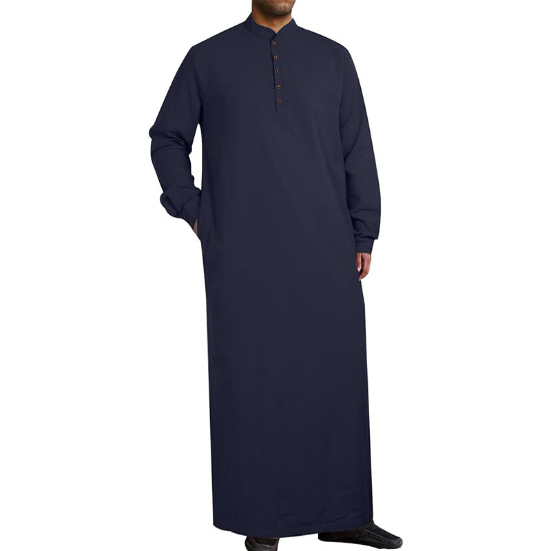 Herren moderner Kaftan mit Knopfleisten-Design und weichem Baumwollmaterial Nord Taschen