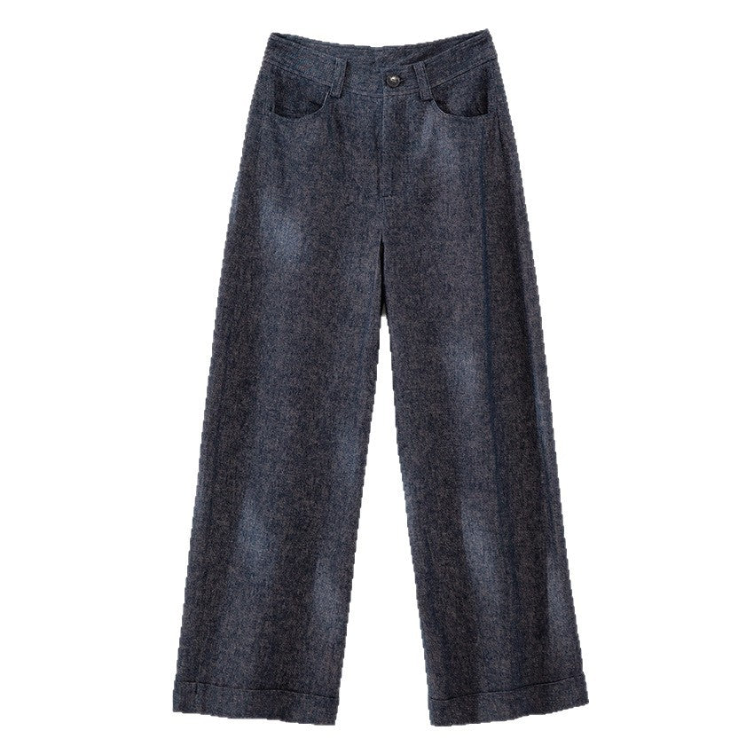 Damen Weite Hochgeschnittene Culotte‑Hose im Denim‑Look mit Aufschlag Nord Taschen